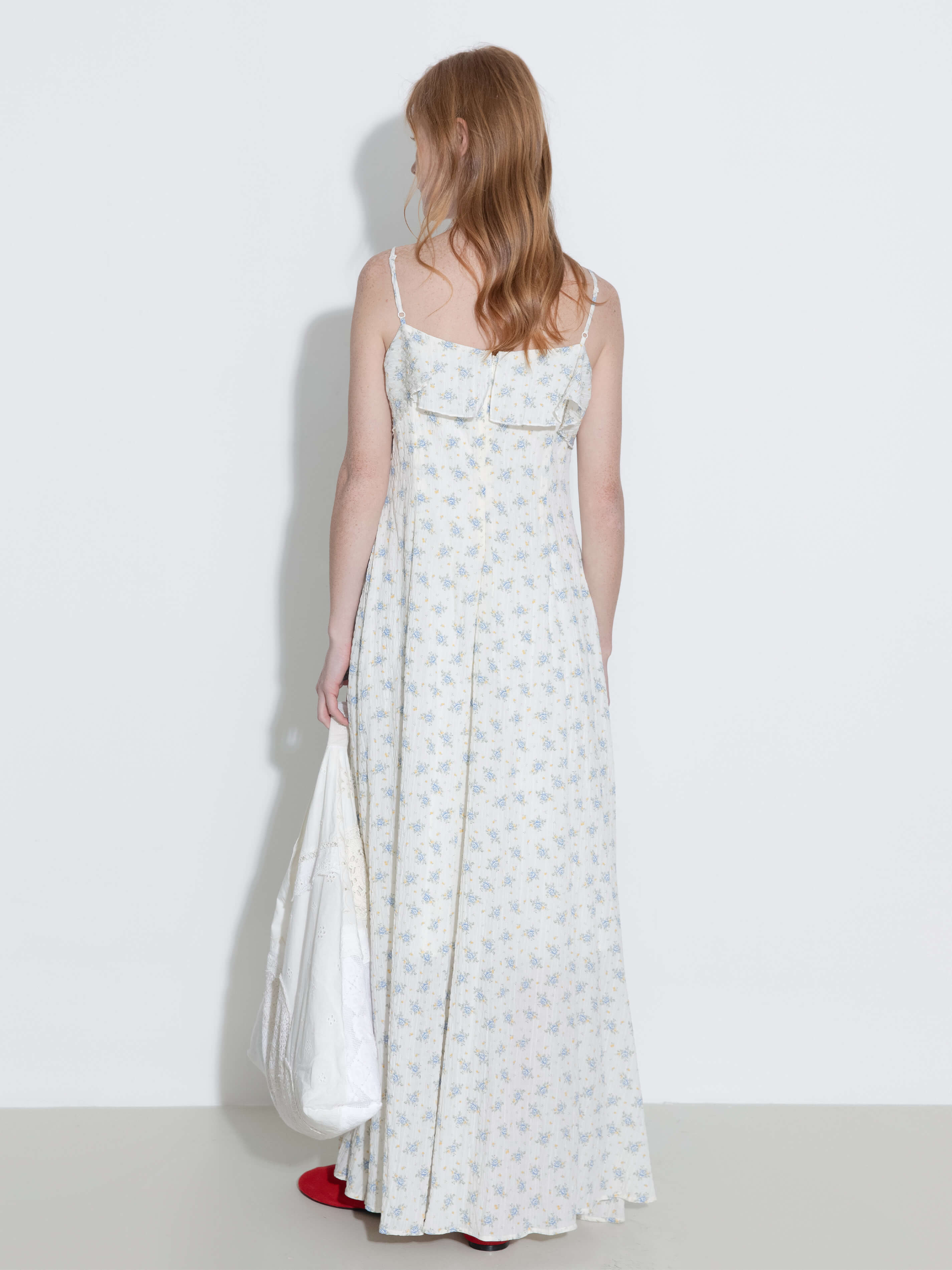 Waist Gathered Floral Sling Dress-6