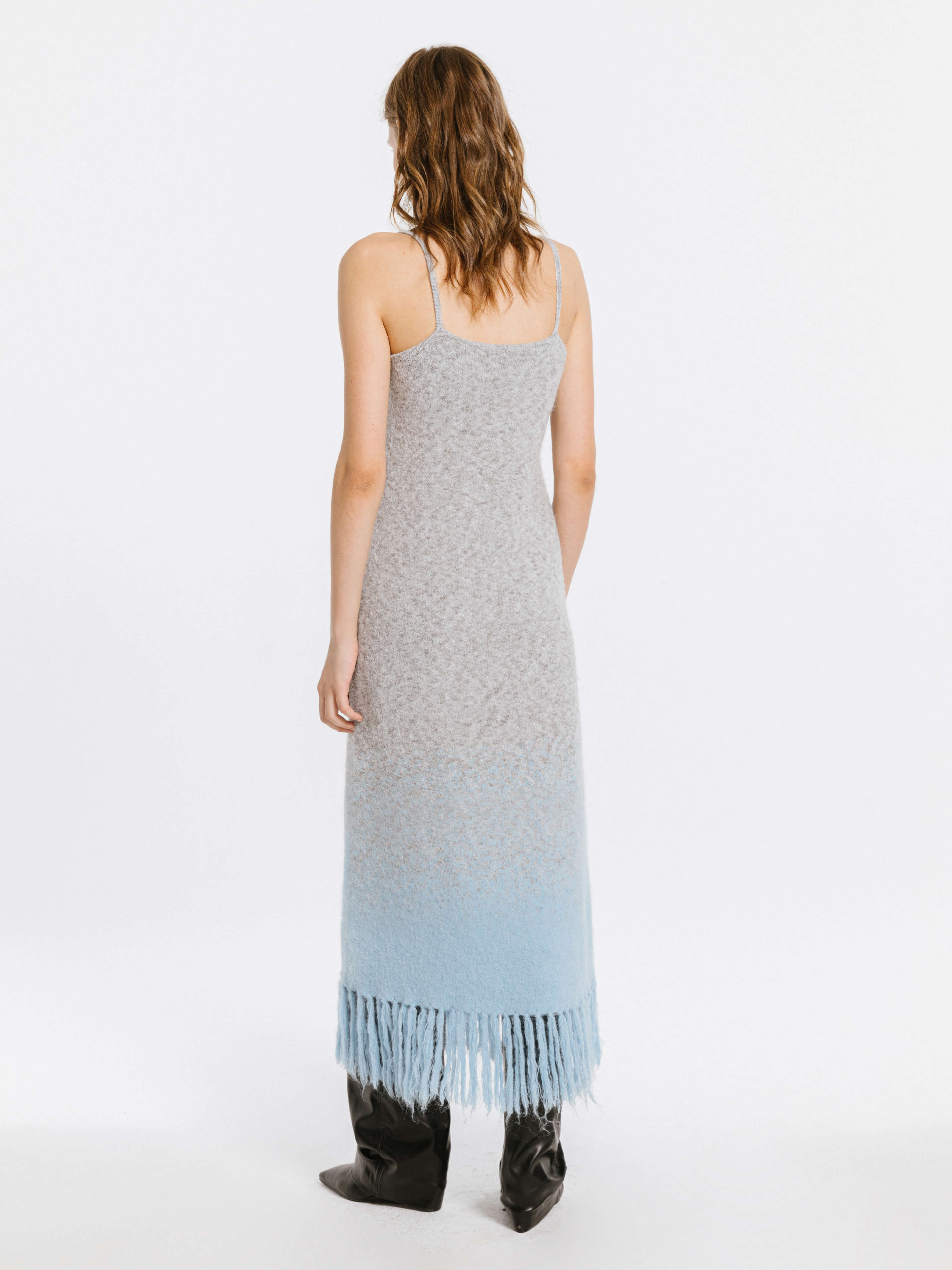 Gradient Knitted Maxi Dress with Wool Blend-6