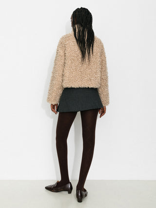 Fleece Stand-Collar Short Down Jacket