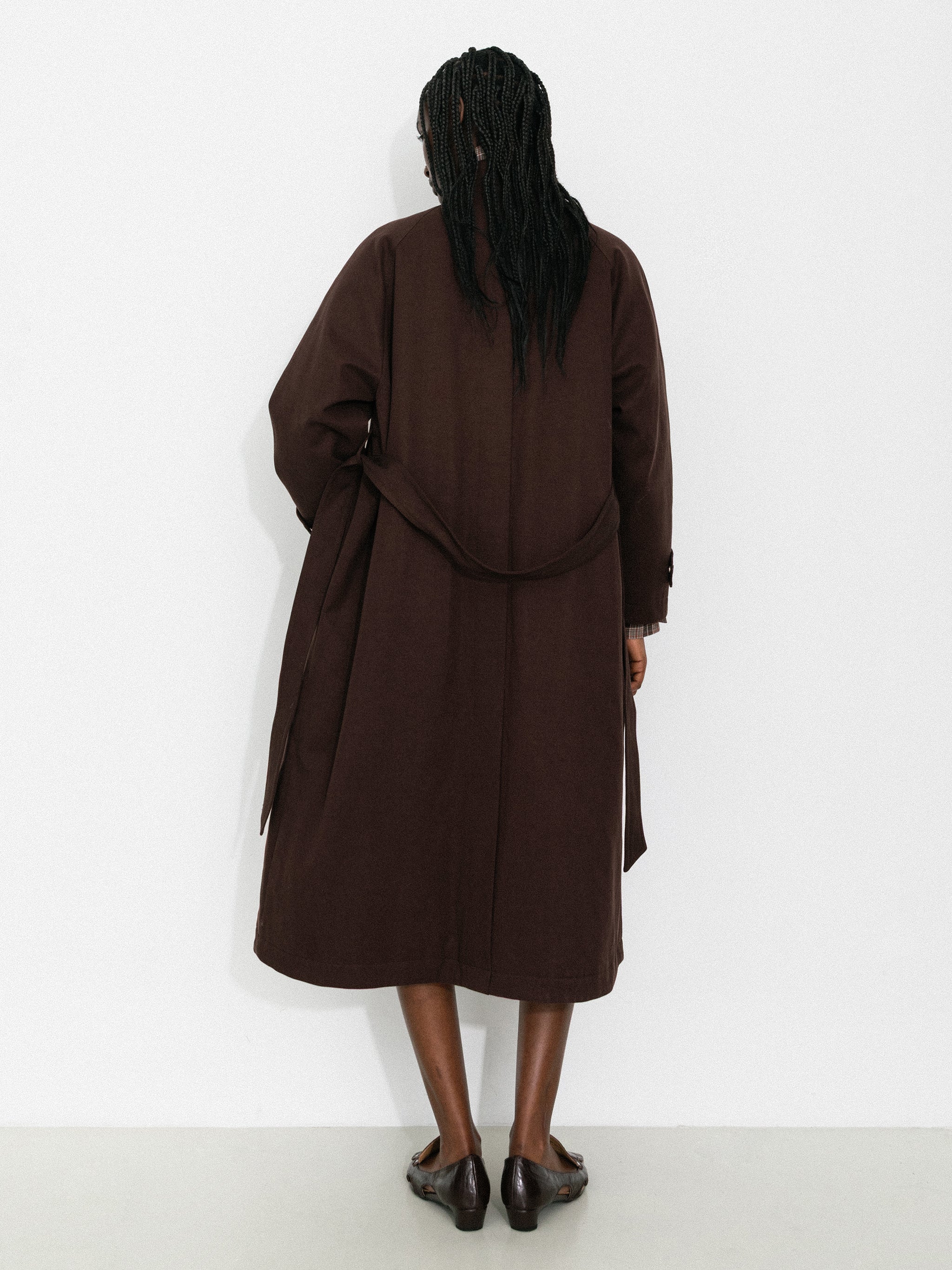 Convertible Collar Long Down Trench Coat-6