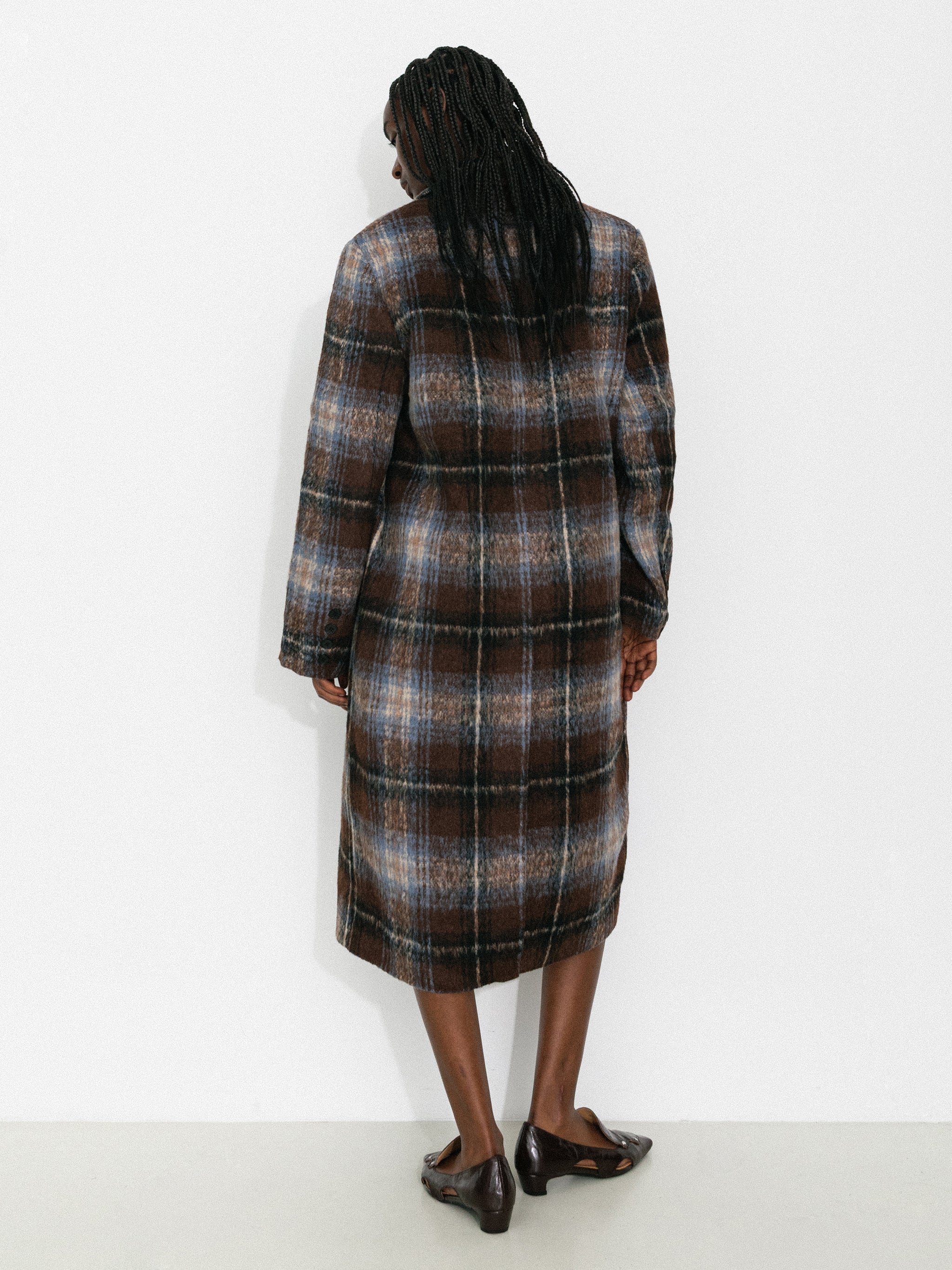 Vintage Plaid Longline Blazer Coat-6