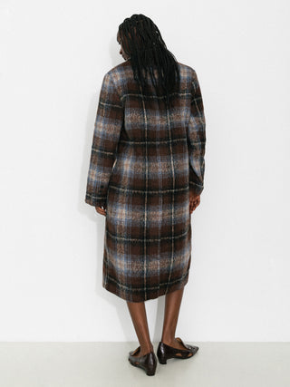 Vintage Plaid Longline Blazer Coat