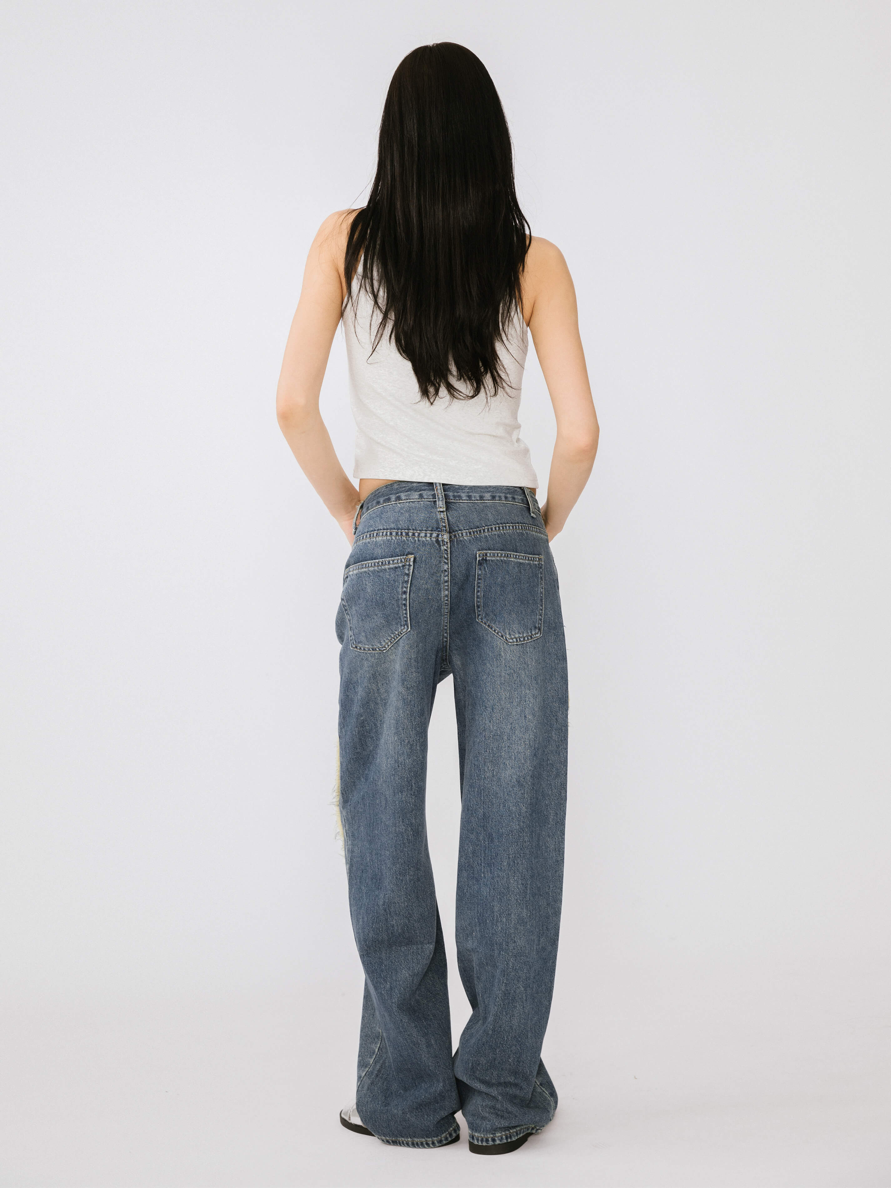 Straight Leg Distressed Detailed Jeans-6