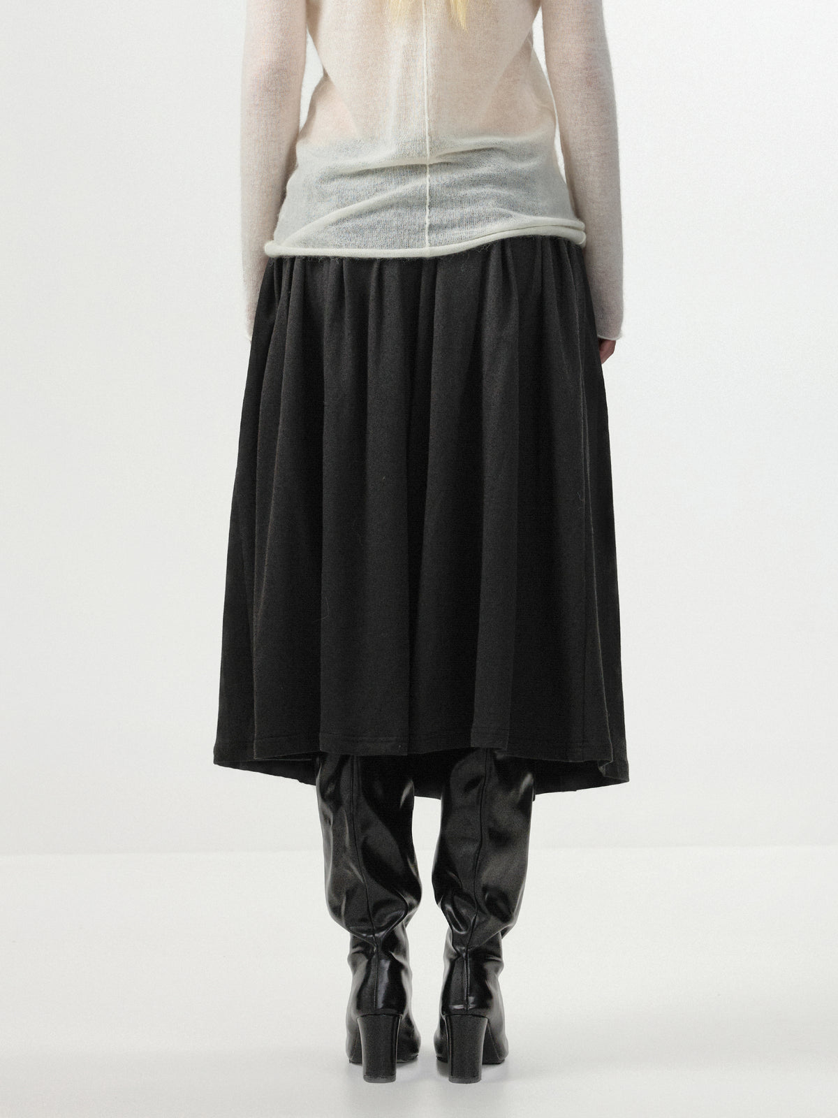 CUBIC 100% Cotton Pleated A‑Line Midi Skirt-6