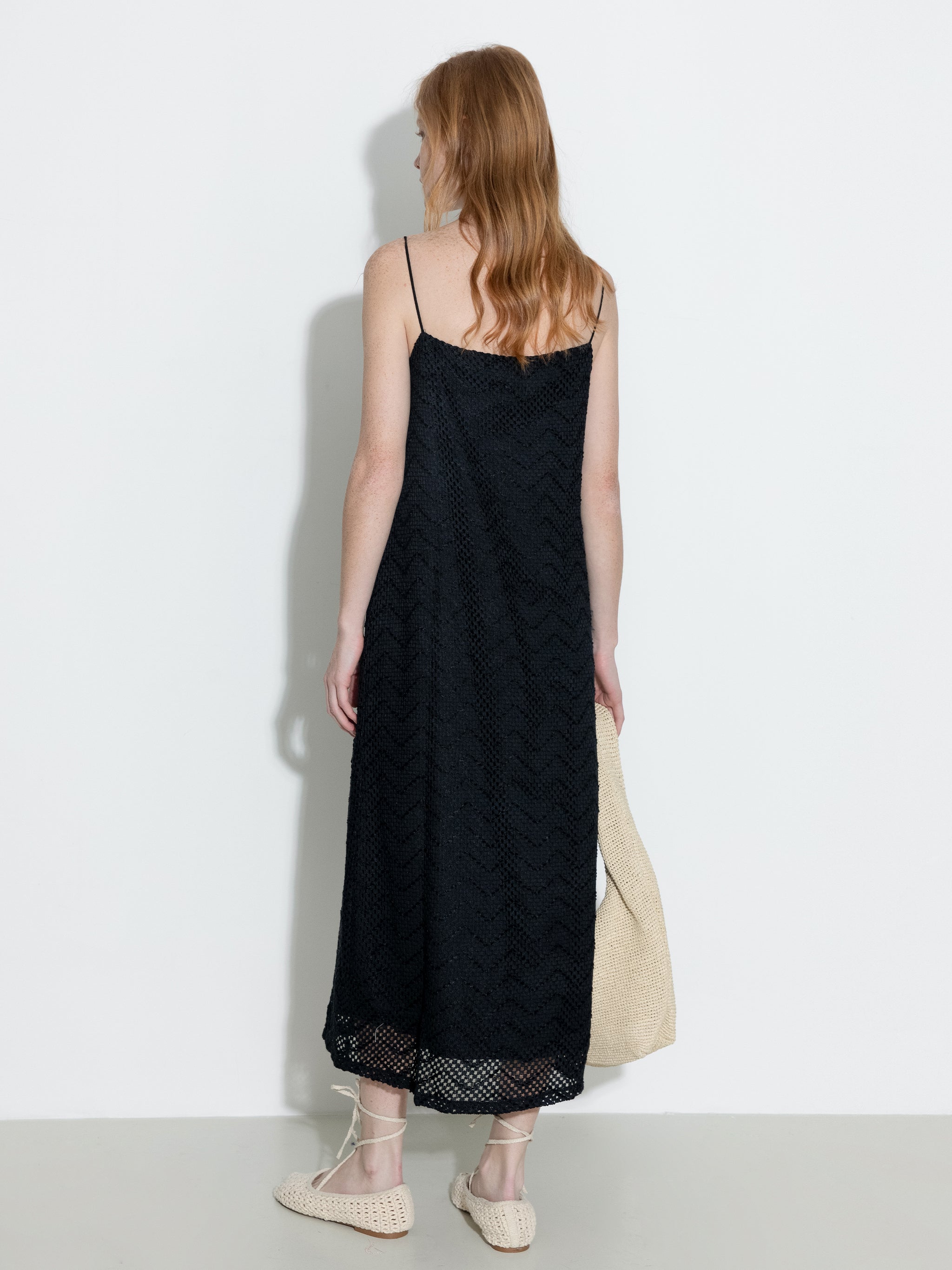 Lace Hollow Out A-Line Sling Dress-6