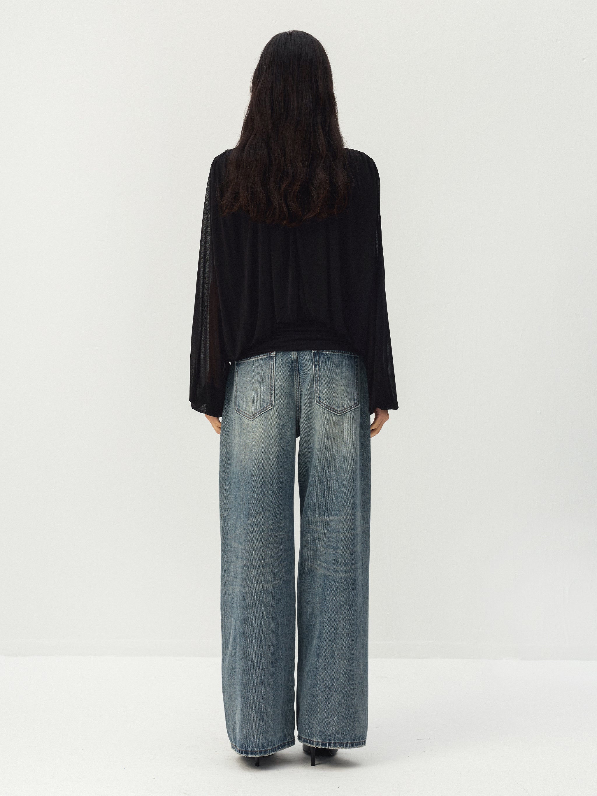 CUBIC Textured Wide Leg Jeans-6