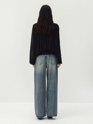CUBIC Textured Wide Leg Jeans