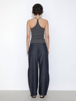 Panelled Loose-Fit Wide-Leg Tapered Jeans
