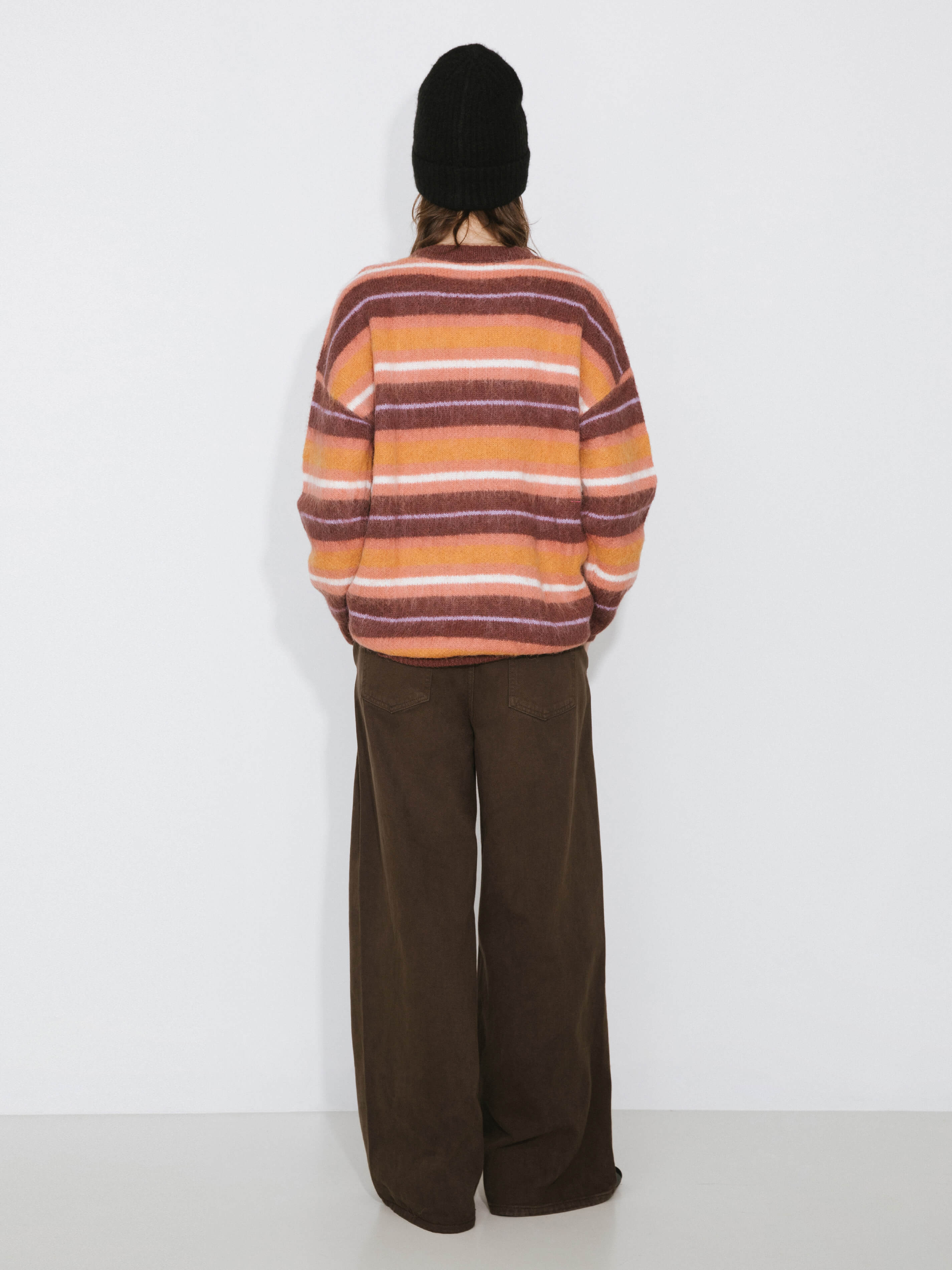 Fluffy Striped Oversized Knit Sweater-6