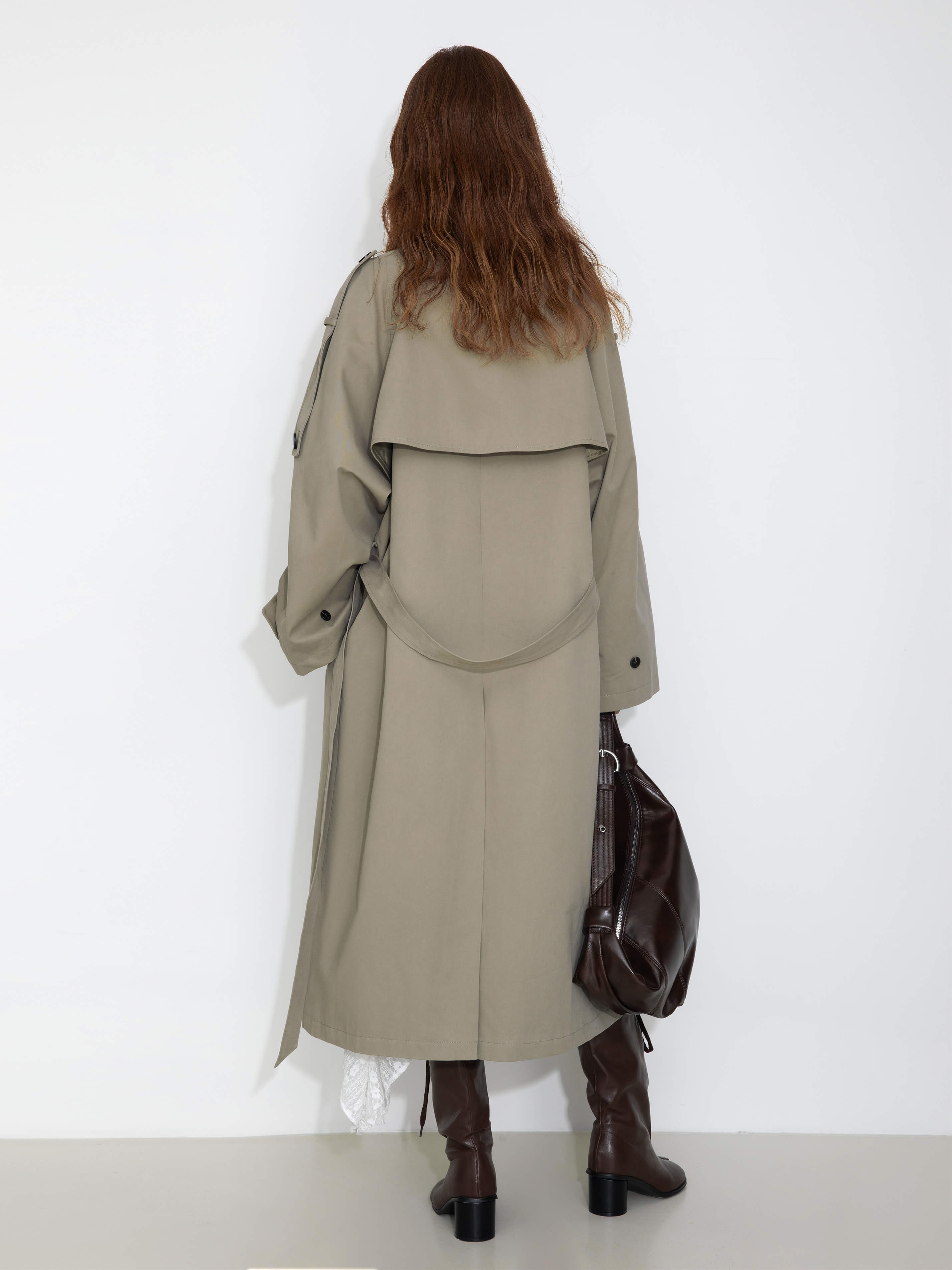 100% Cotton Oversized Mid-Length Raglan Sleeve Trench Coat-6