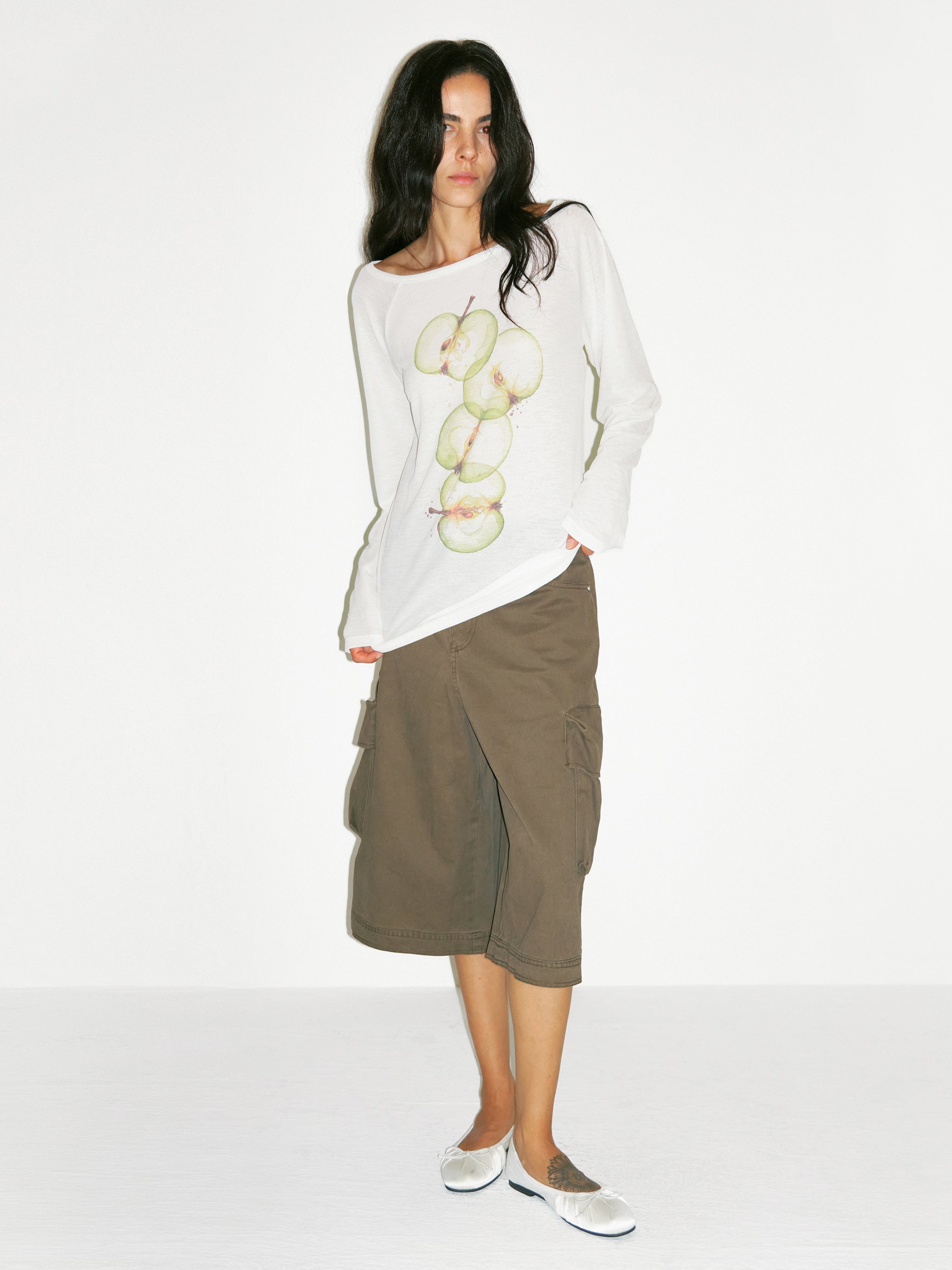 CUBIC Boat Neck Apple Print  Long-Sleeve Top-6