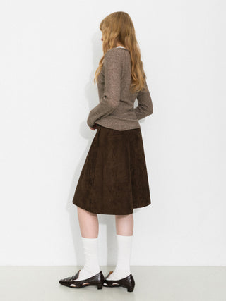 Vintage Suede Belted A-Line Mini Skirt