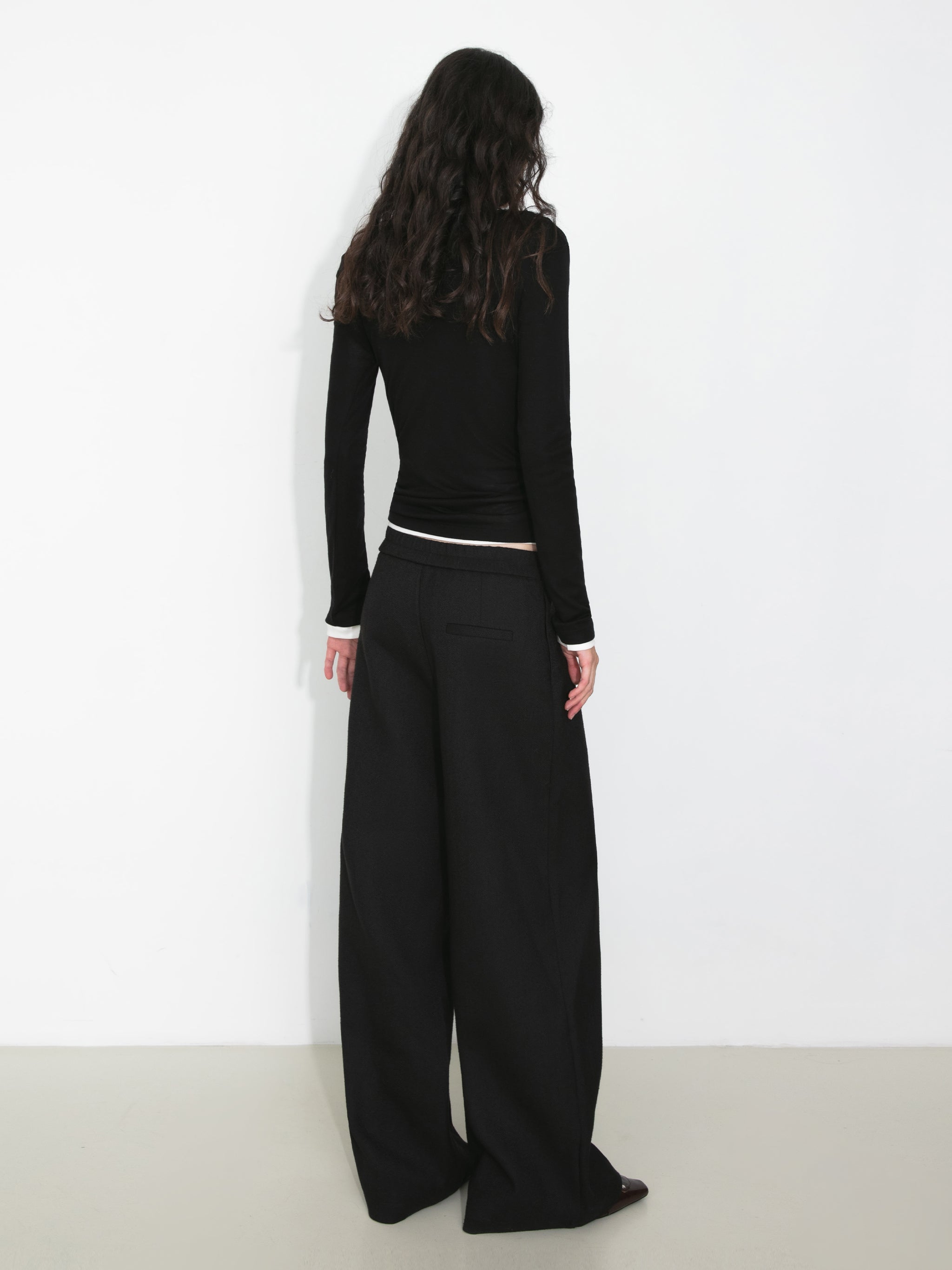 Draped Pleated Wide-Leg Pants-6