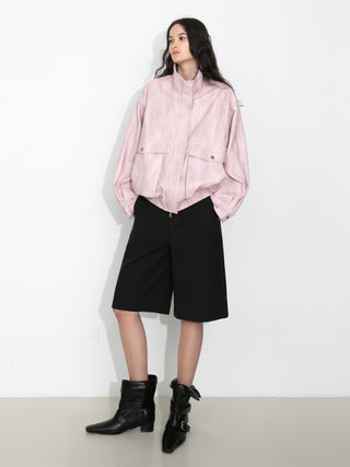Stand Collar Vintage Faux Leather Jacket