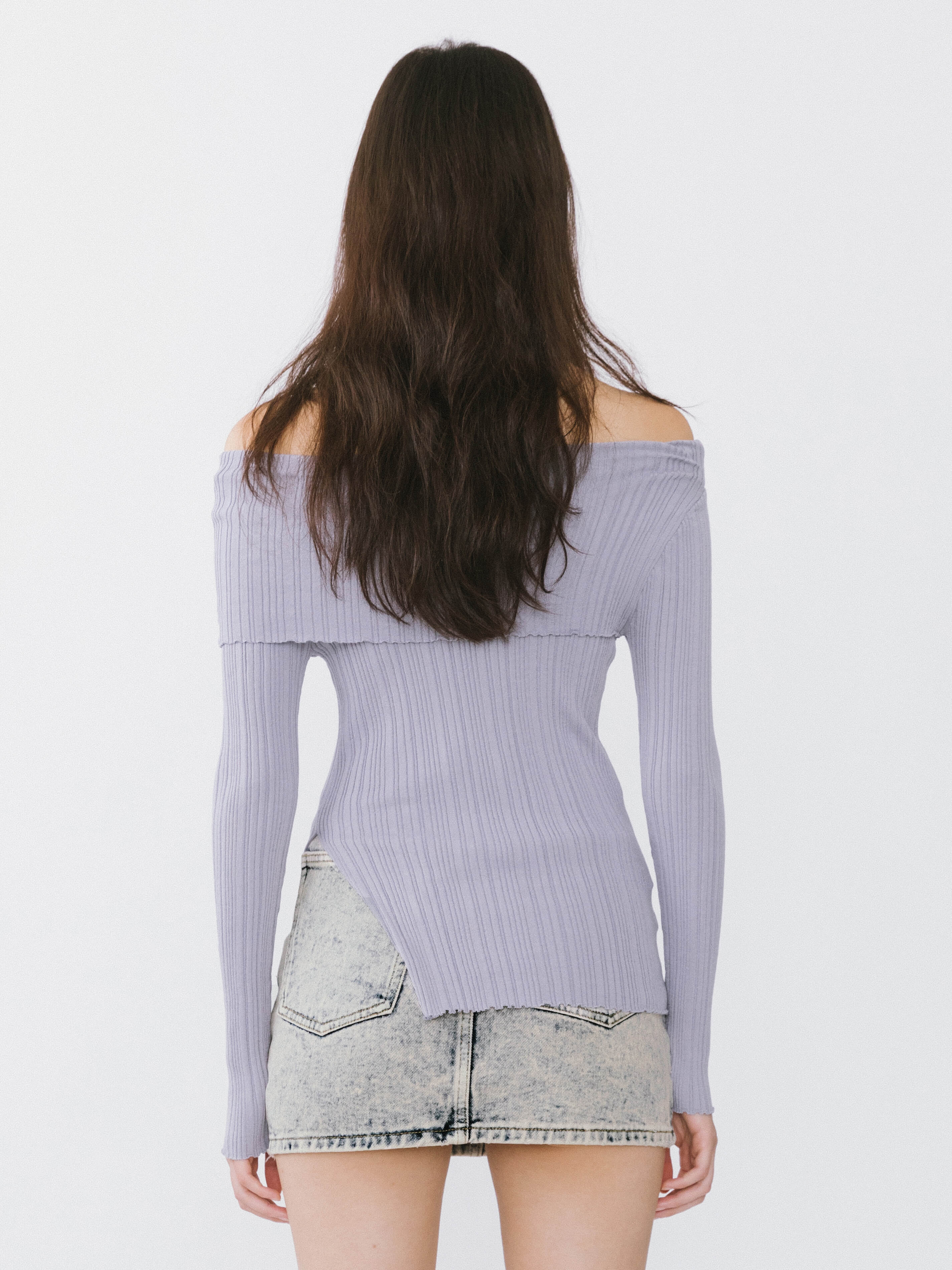 Off-Shoulder Long Sleeve Fitted Top-7