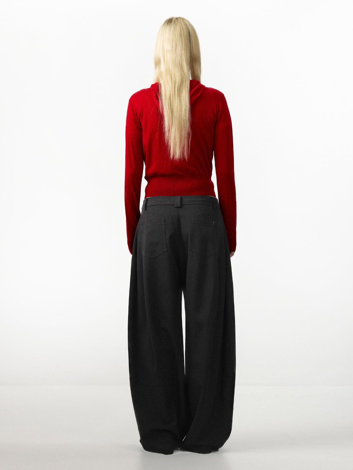 CUBIC Wool Blend Wide Leg Trousers-6