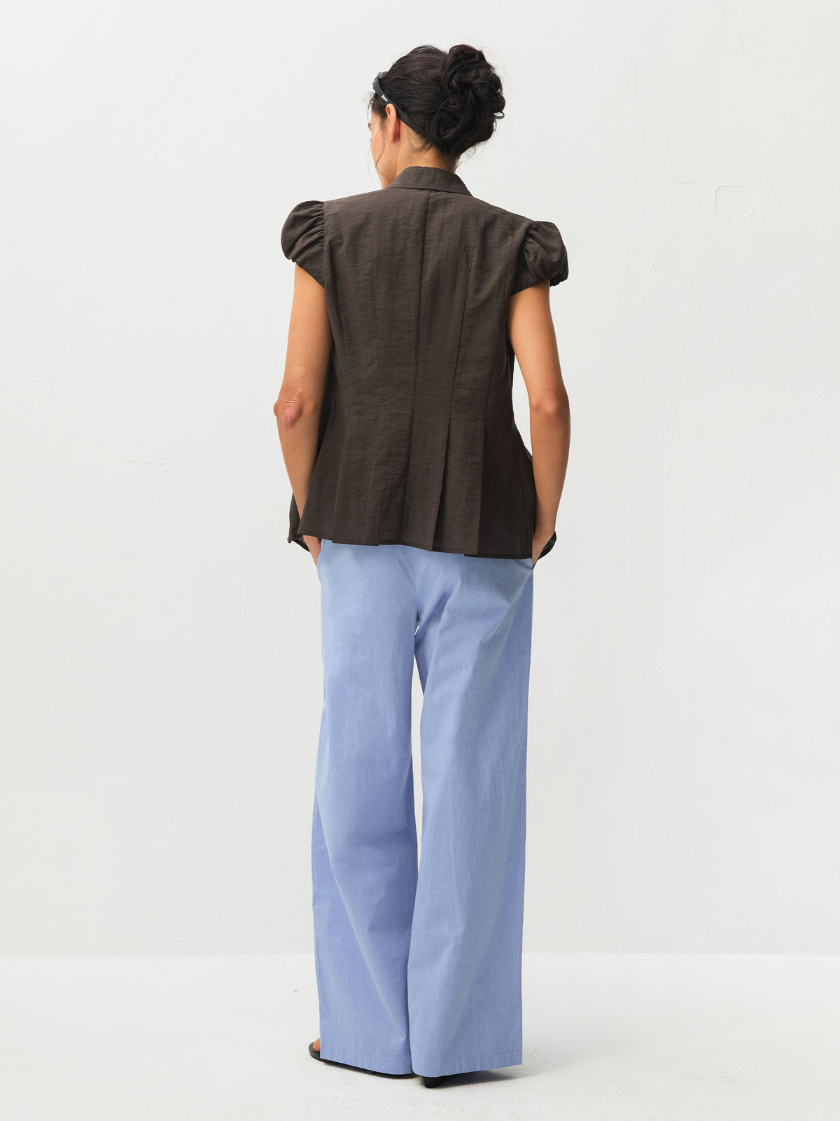 CUBIC Lyocell Blend Peplum Blouse-7