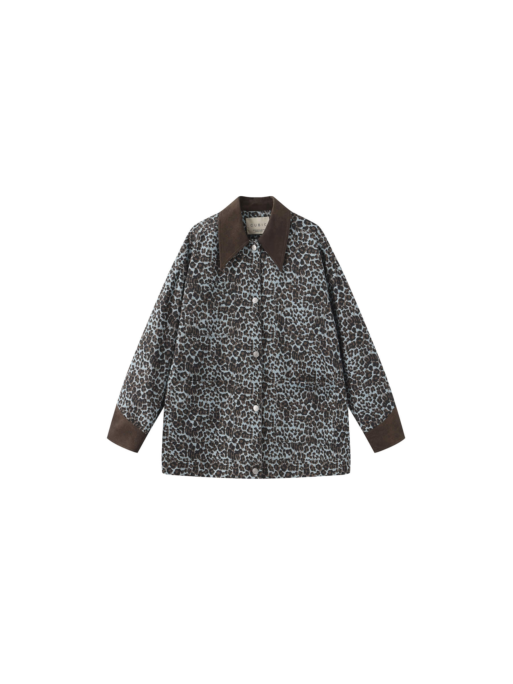 100% Cotton Leopard Print Color-Block Retro Casual Jacket-8