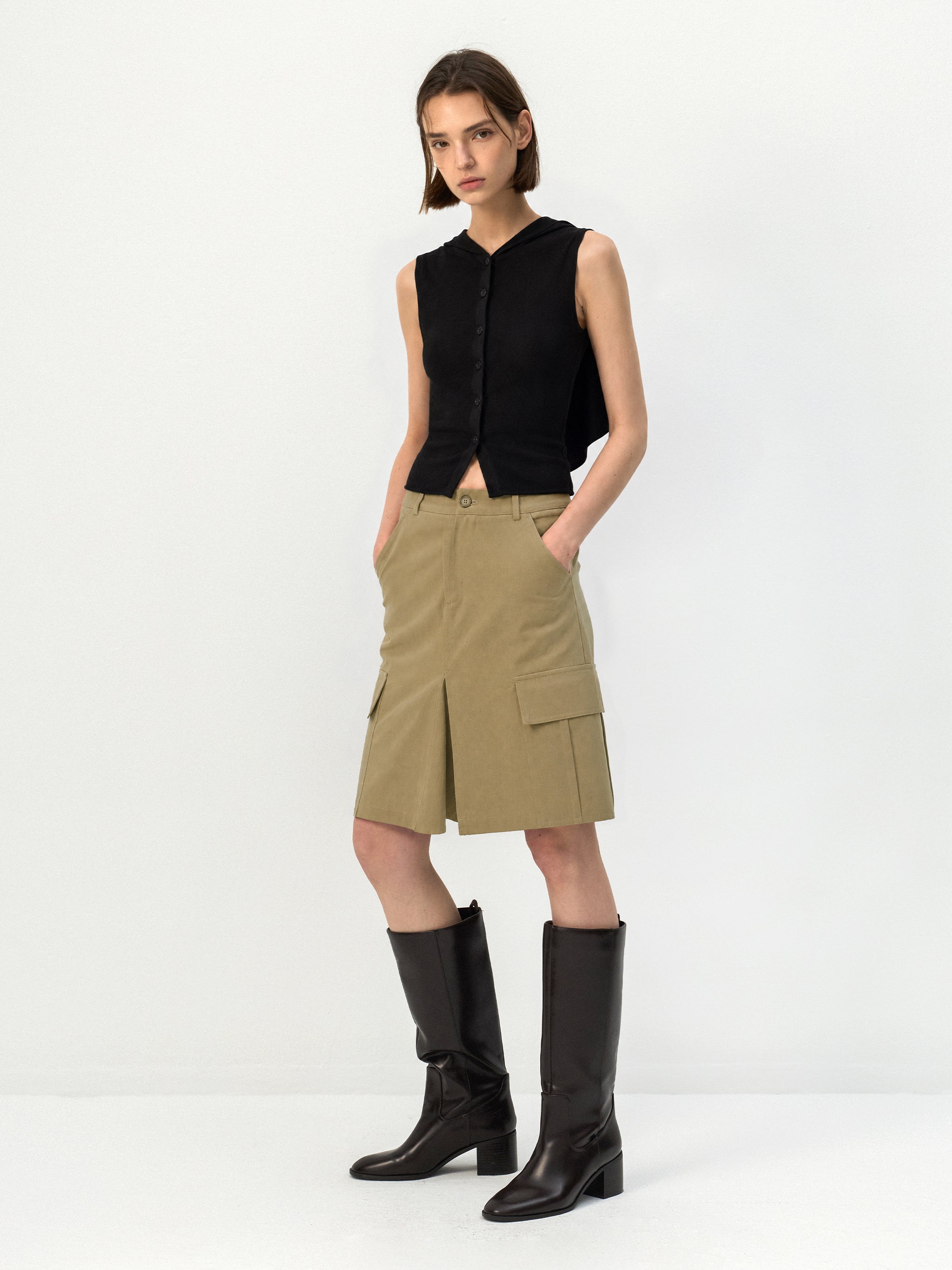 CUBIC Cape-Style Button Front Top-7