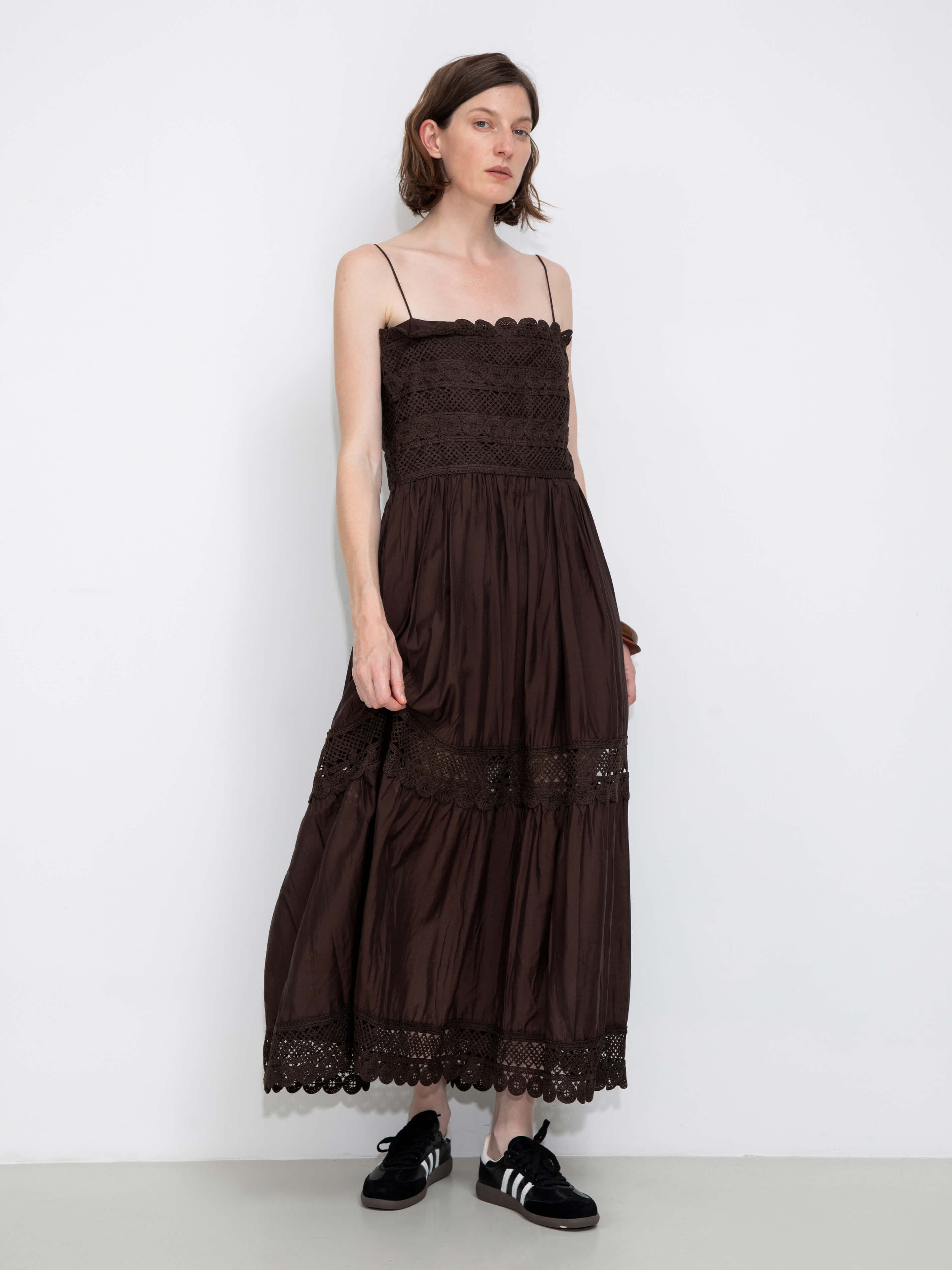 Crochet Lace Panelled Maxi Cami Dress-11