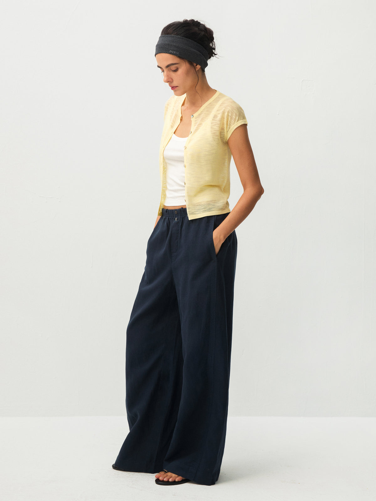 CUBIC Lyocell Linen Wide-Leg Pants-7