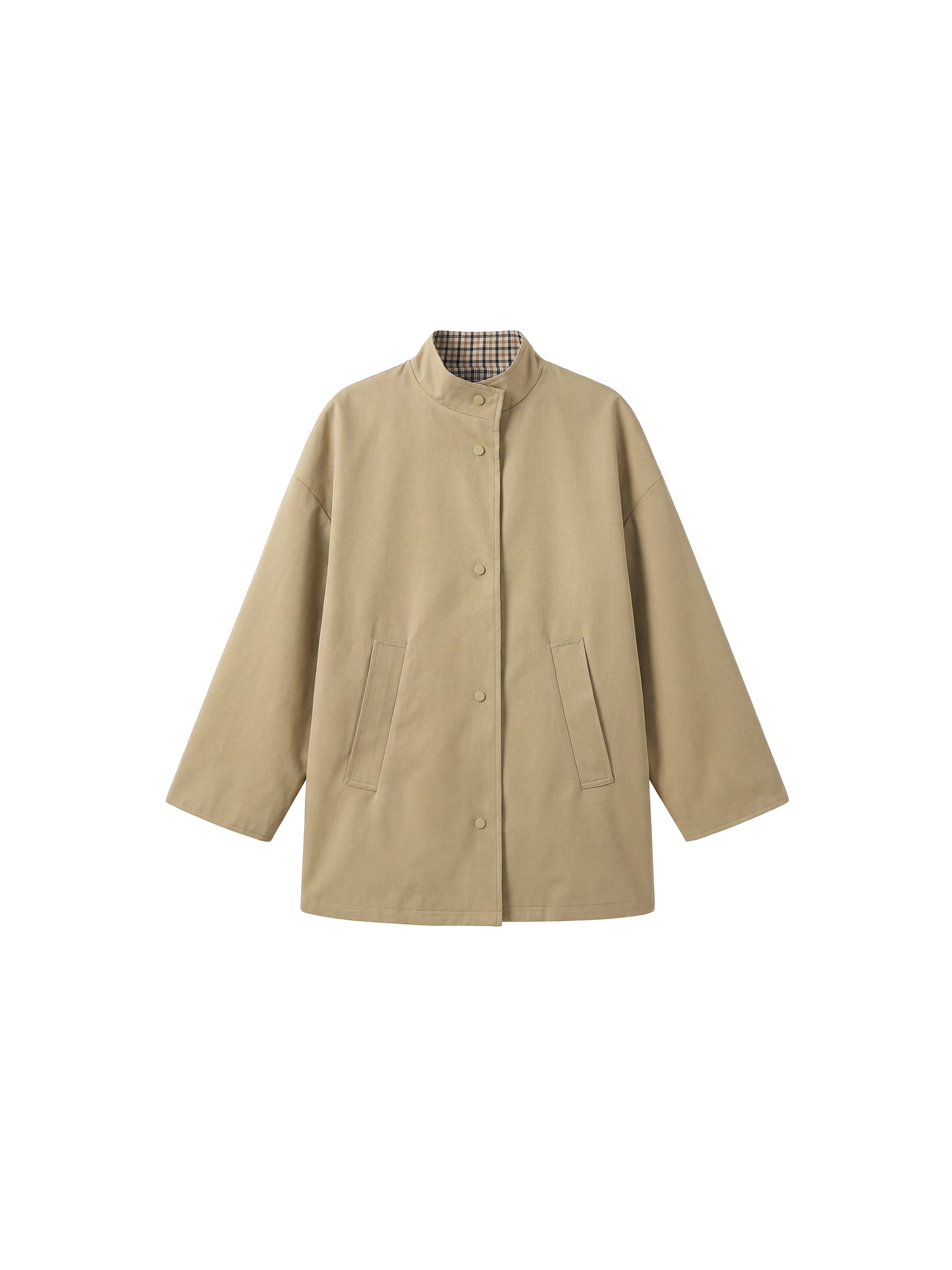 Funnel Neck Reversible Trench Coat-7