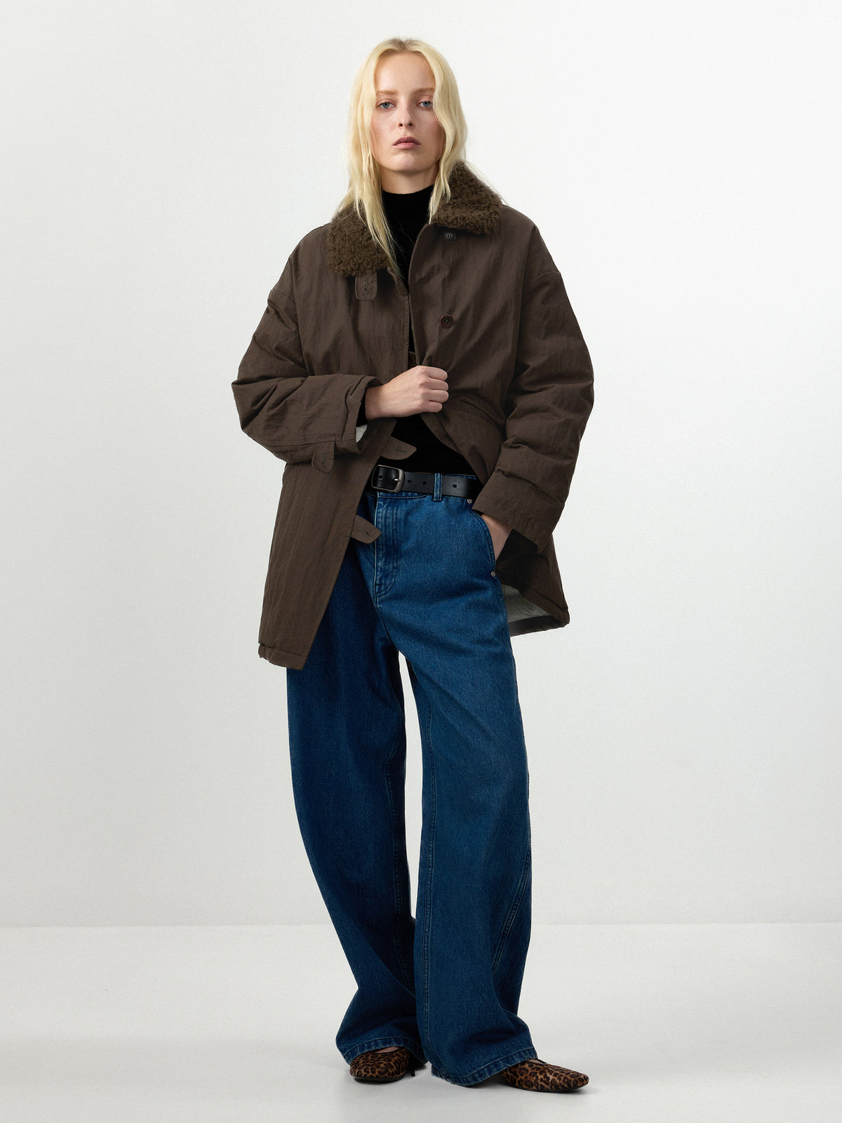 CUBIC Faux‑Fur Collar Oversized Down Coat-7