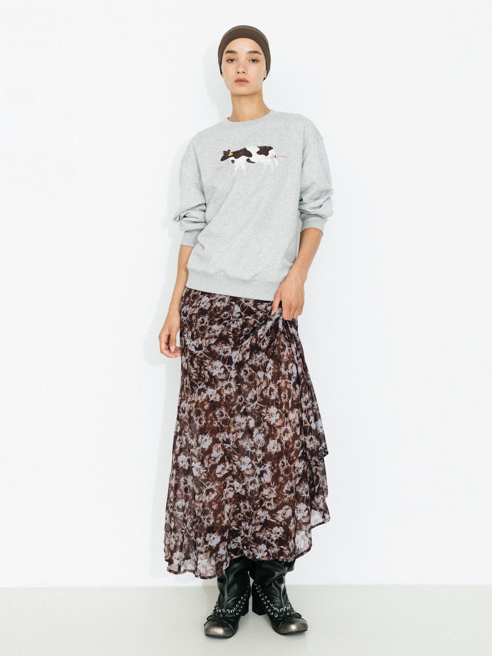 Cow Print Oversized Sweatshirt-7