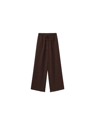 Polka Dot Fringe Wide-Leg Trousers