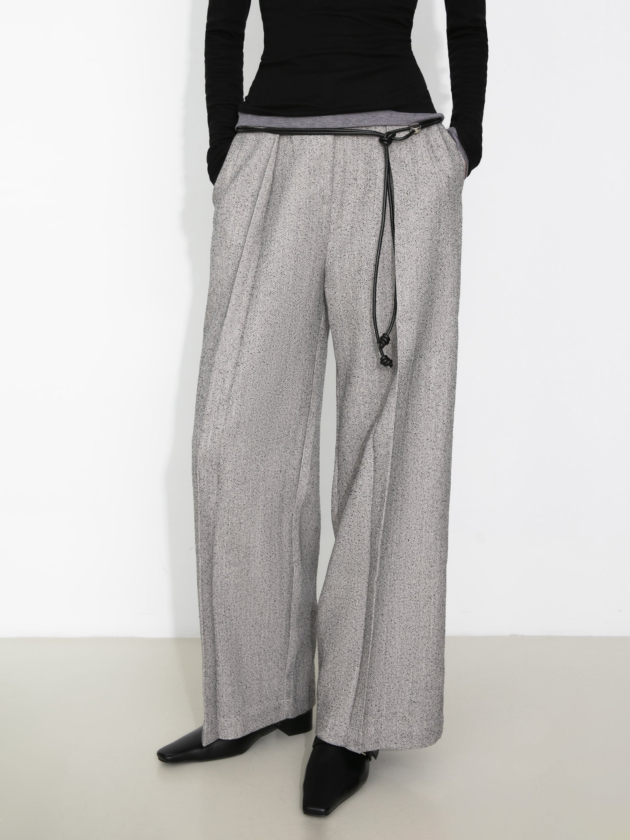 Draped Pleated Wide-Leg Pants-7