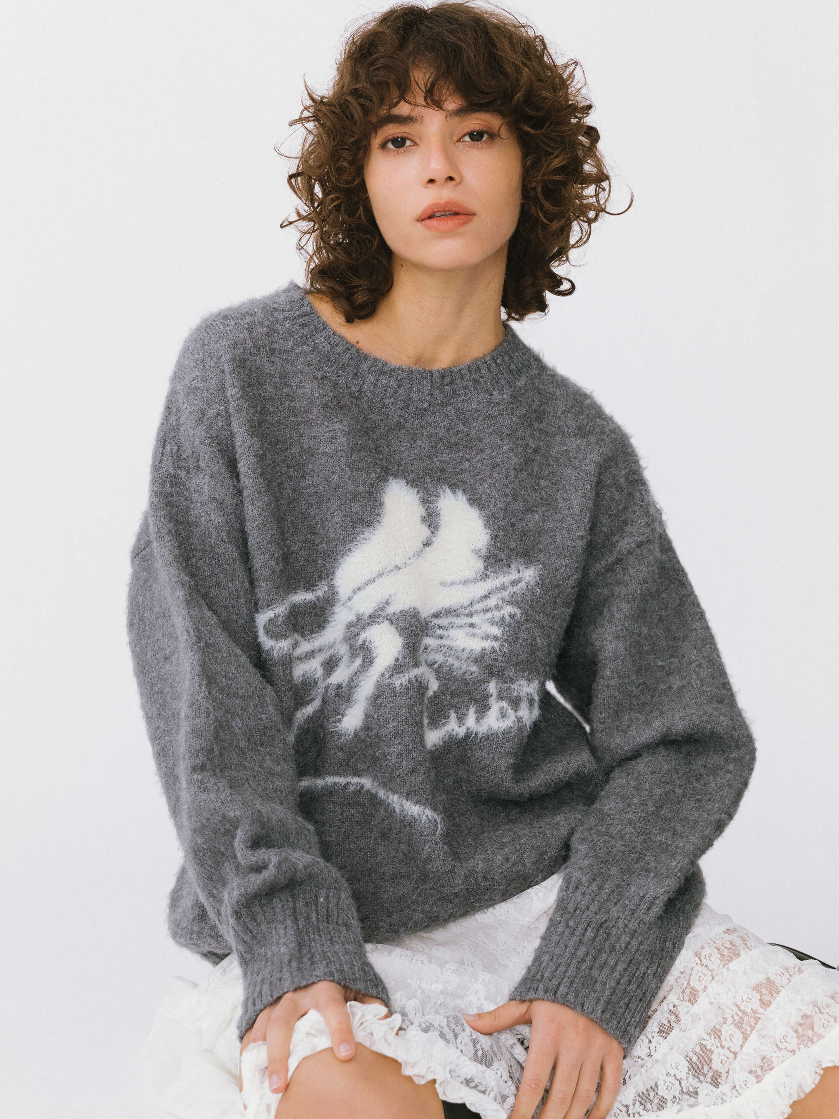 Loose Fit Color Block Jacquard Sweater-7