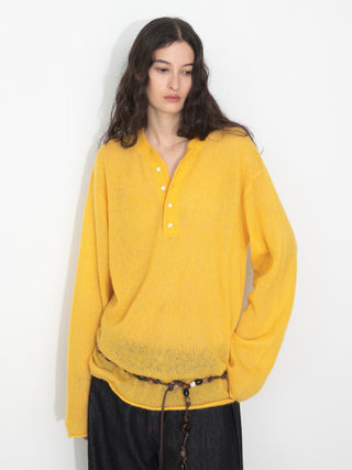 Henley Neck Loose-Fit Long-Sleeve Cover-Up