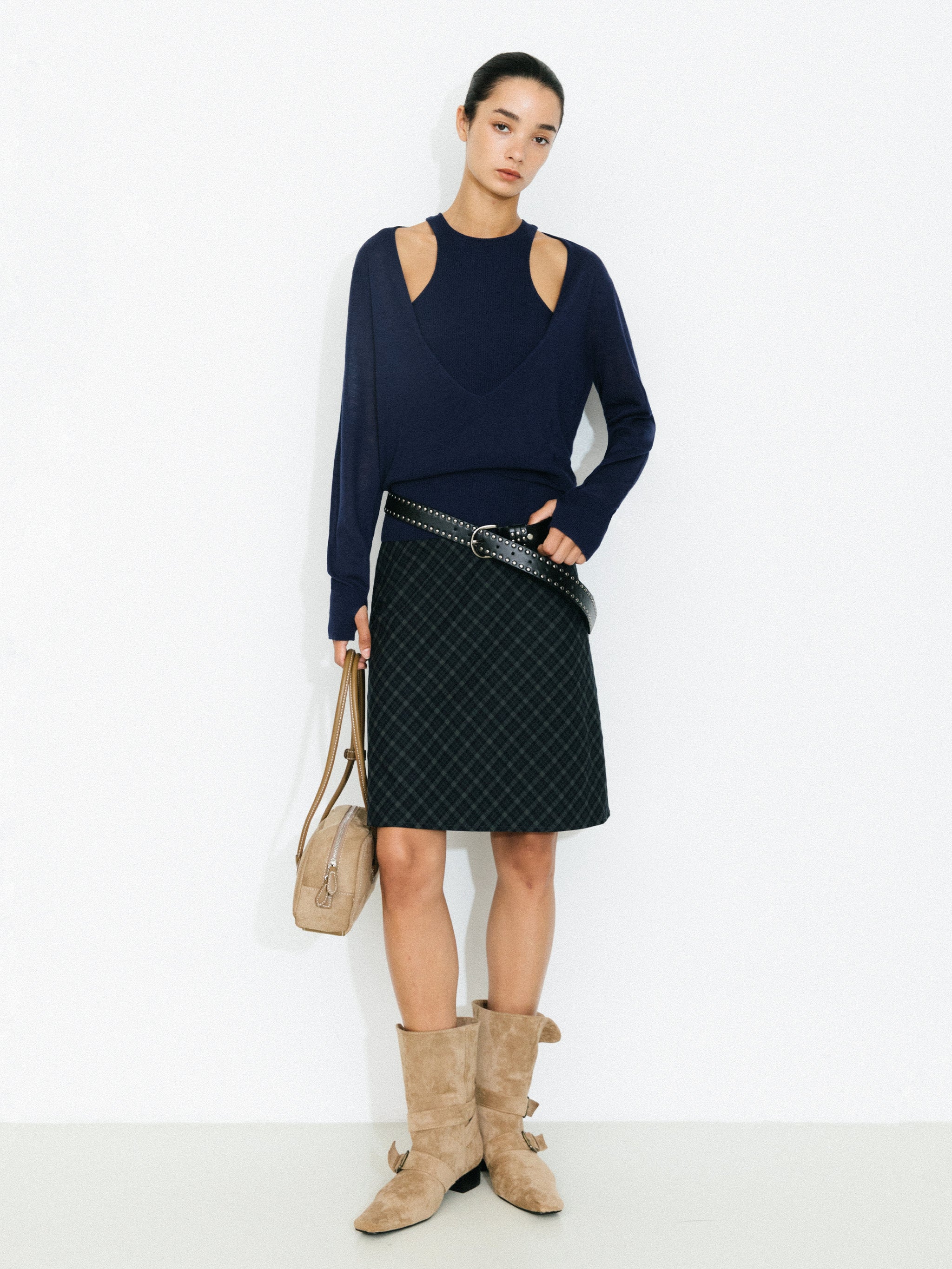 Knit Cardigan and Vest Two-Piece Set-7