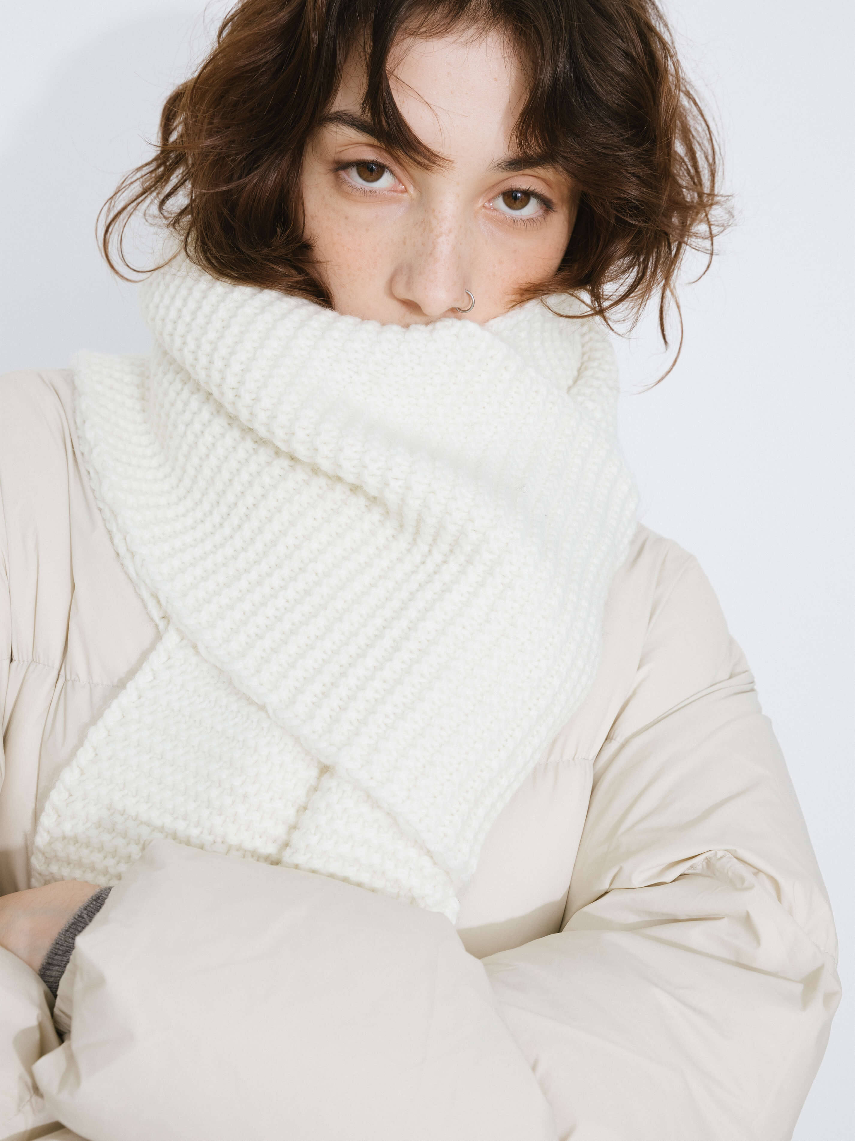 Fringed Long Scarf with Wool Blend-2