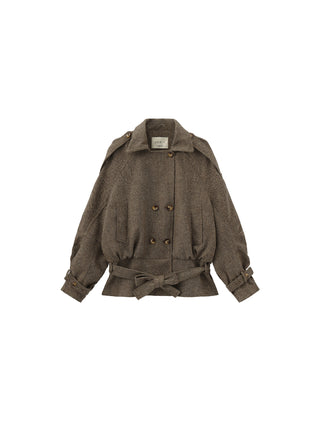 Double-Breasted Wool Blend Coat