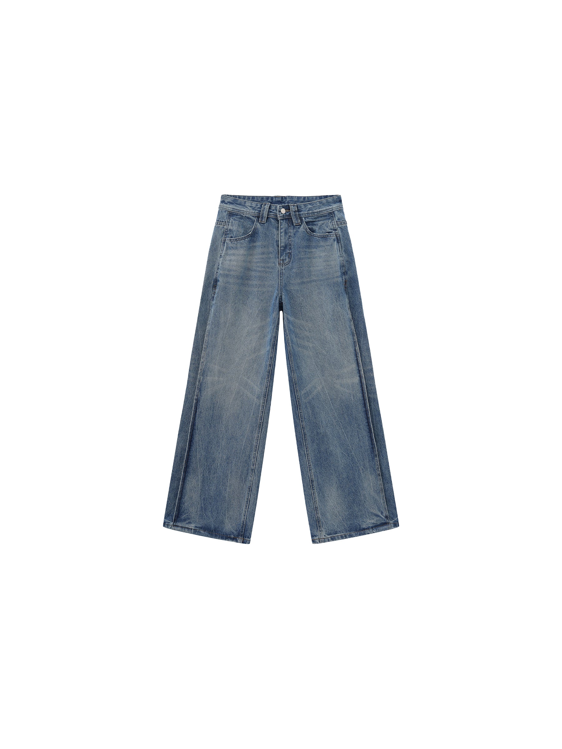 CUBIC Vintage Deconstructed Wide-Leg Jeans-7