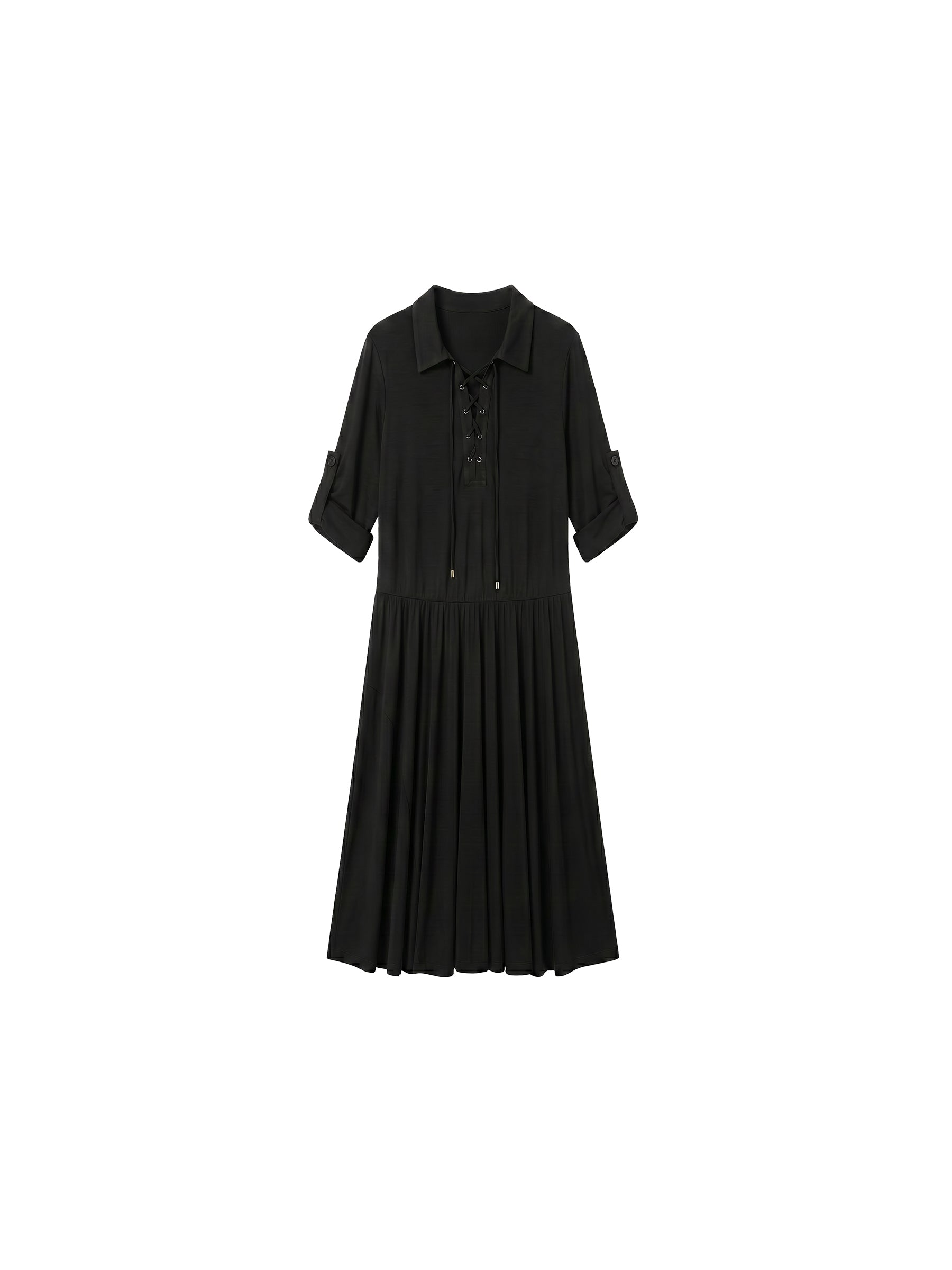 CUBIC Lace-Up Drop-Waist Midi Dress-7