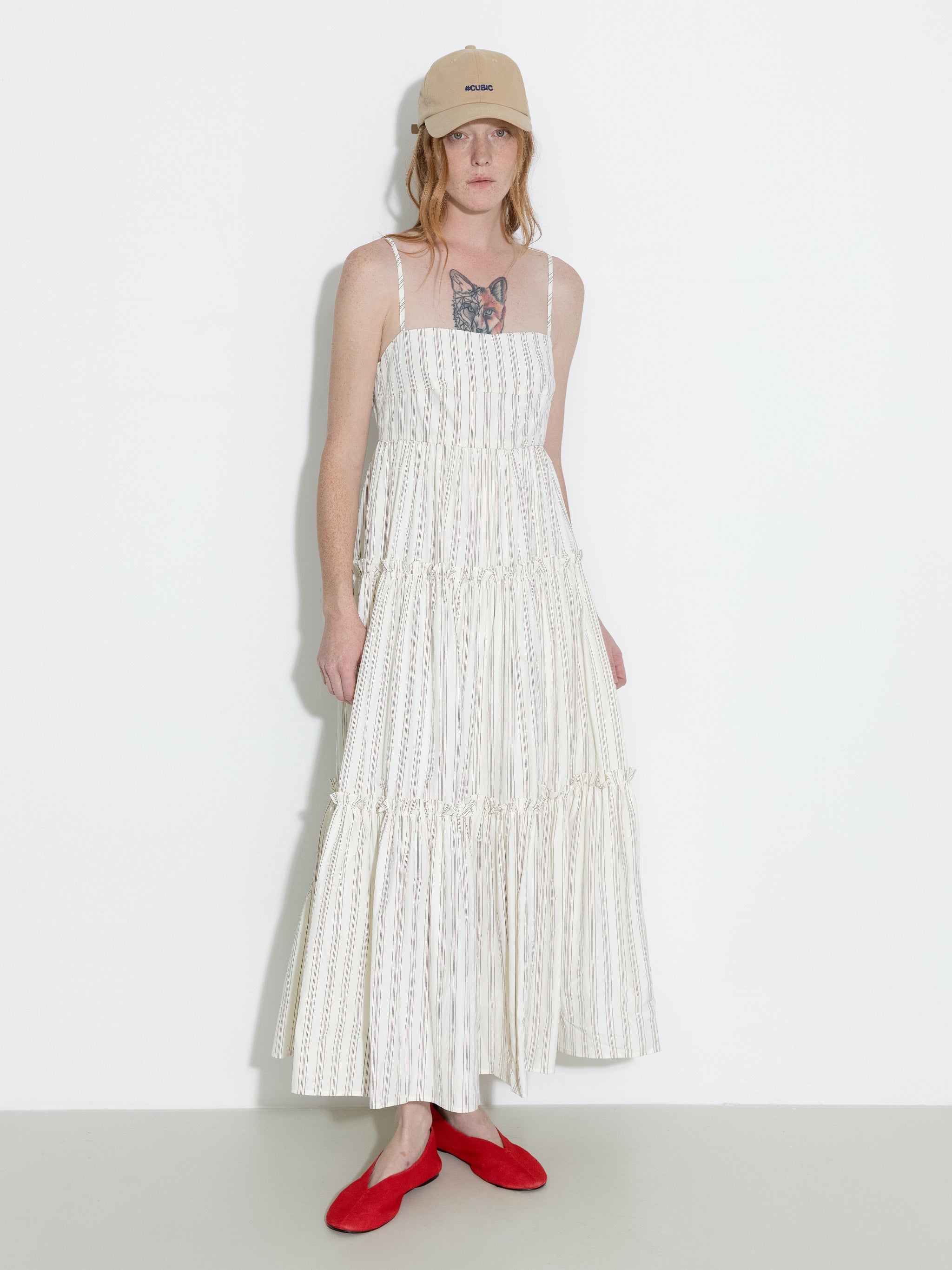 Strap Striped Cake Dress-7