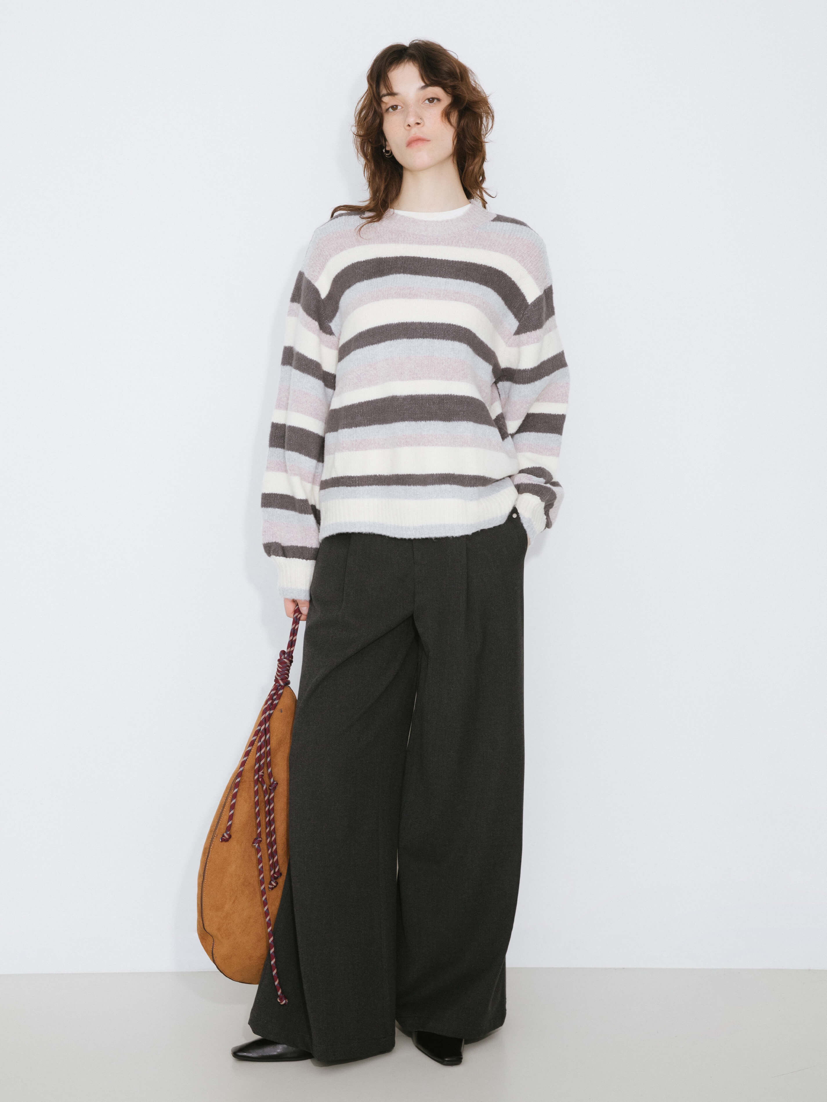 Oversized Striped Crew Knit Sweater-11