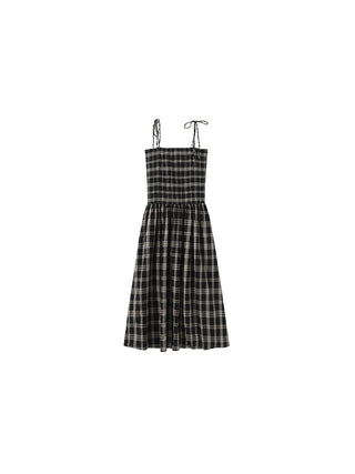 Pure Cotton Plaid Sling Dress
