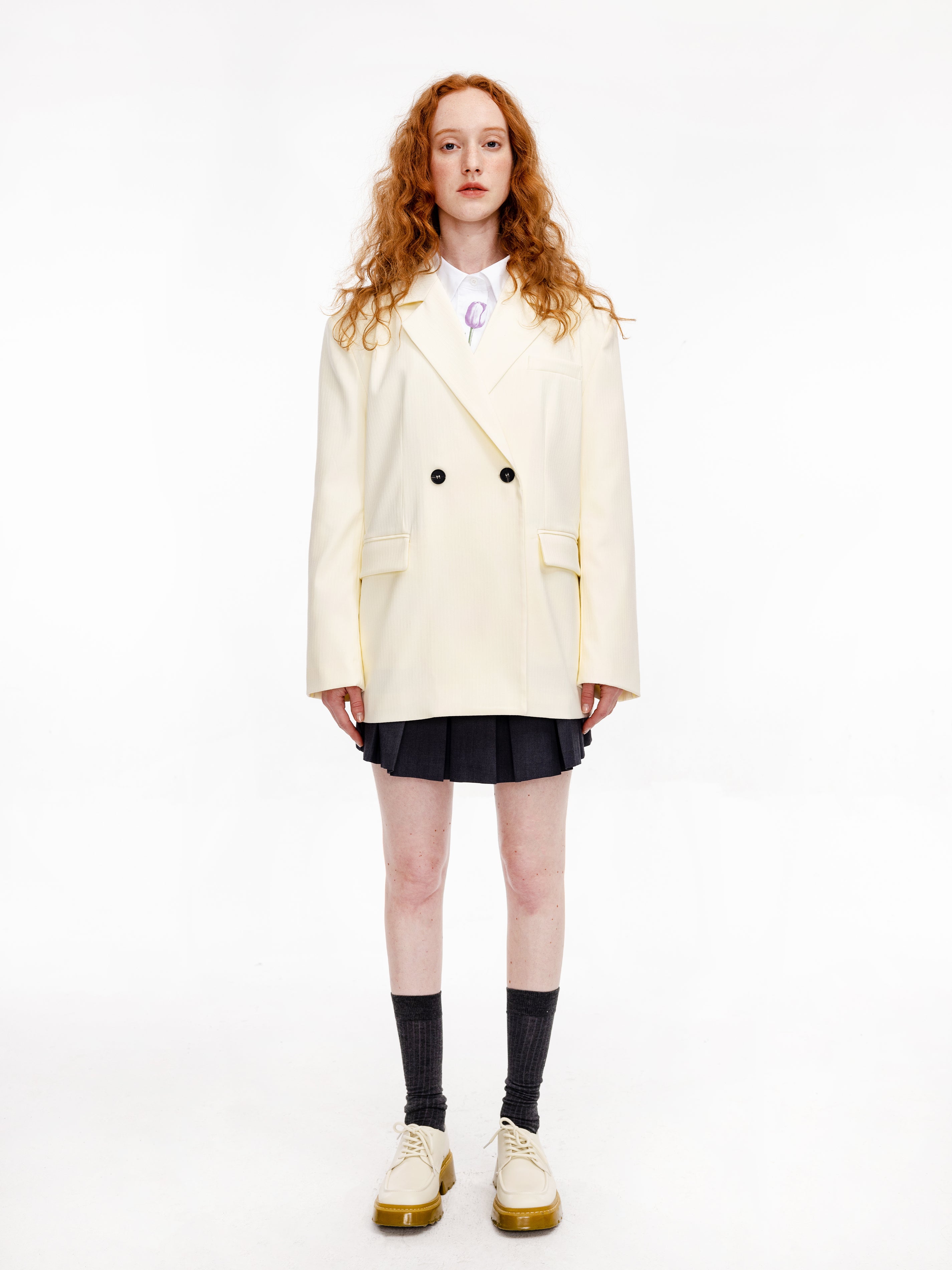 Double Breasted Beige Blazer-3