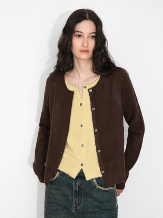 Crewneck Knit Button-Up Cardigan