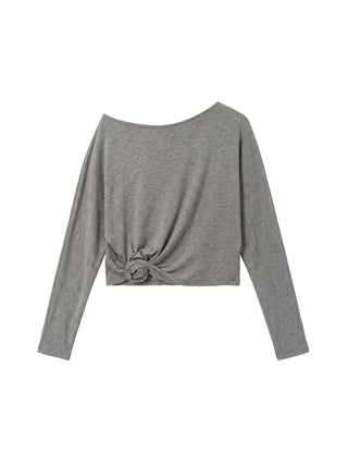 CUBIC One-Shoulder Draped Long Sleeve Top