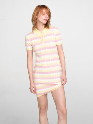 Polo Short Sleeve Striped Knit Dress