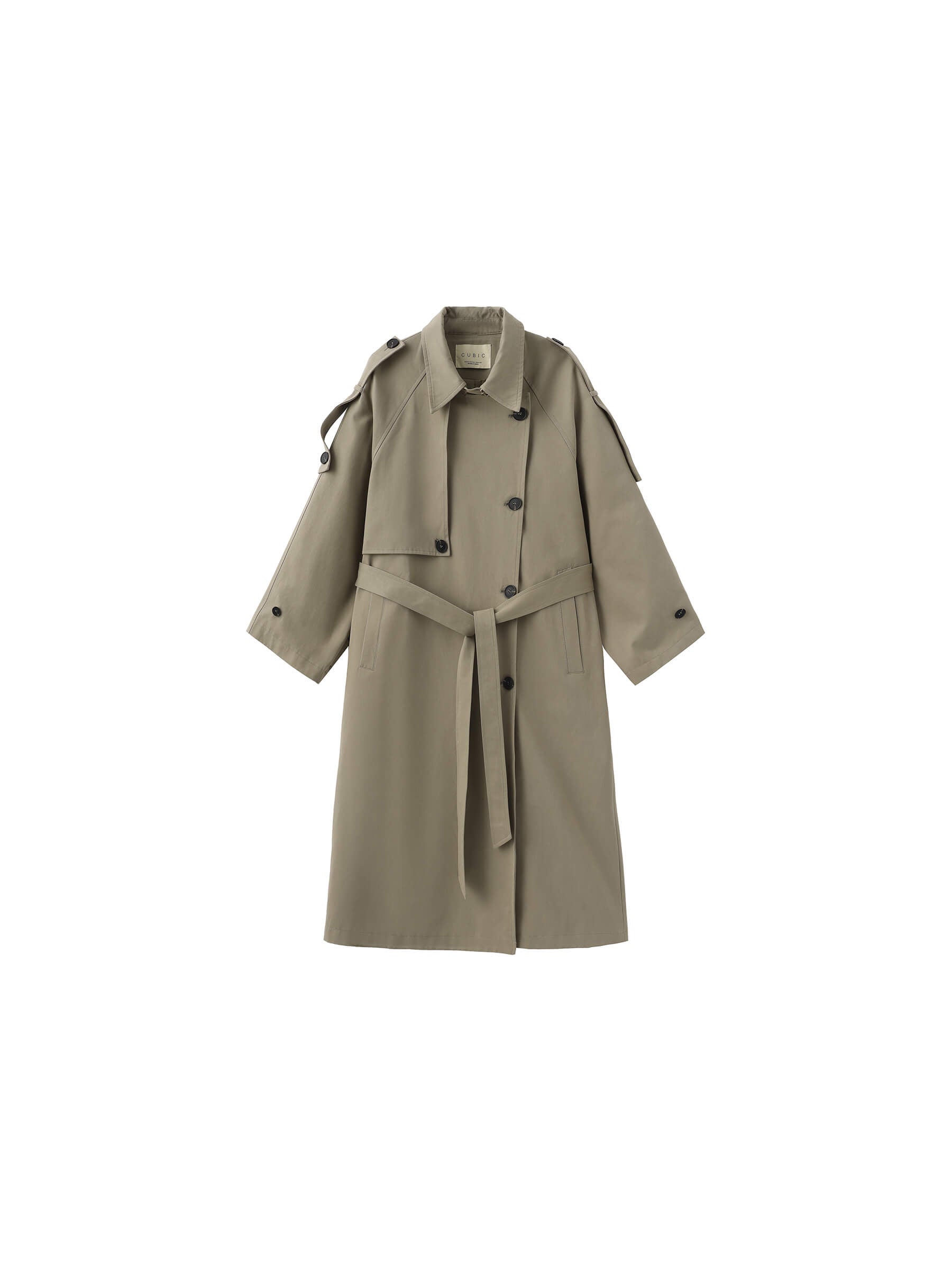 100% Cotton Oversized Mid-Length Raglan Sleeve Trench Coat-8