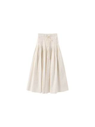 High-Waist Drawstring Pleated Skirt