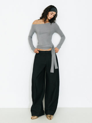 C by CUBIC One-Shoulder Slim-Fit Long-Sleeve Top