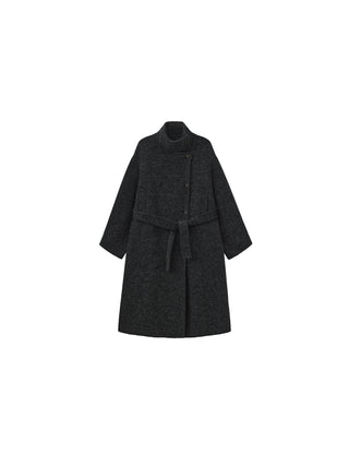 Classic Loose-Fit Stand Collar Wool-Blend Coat