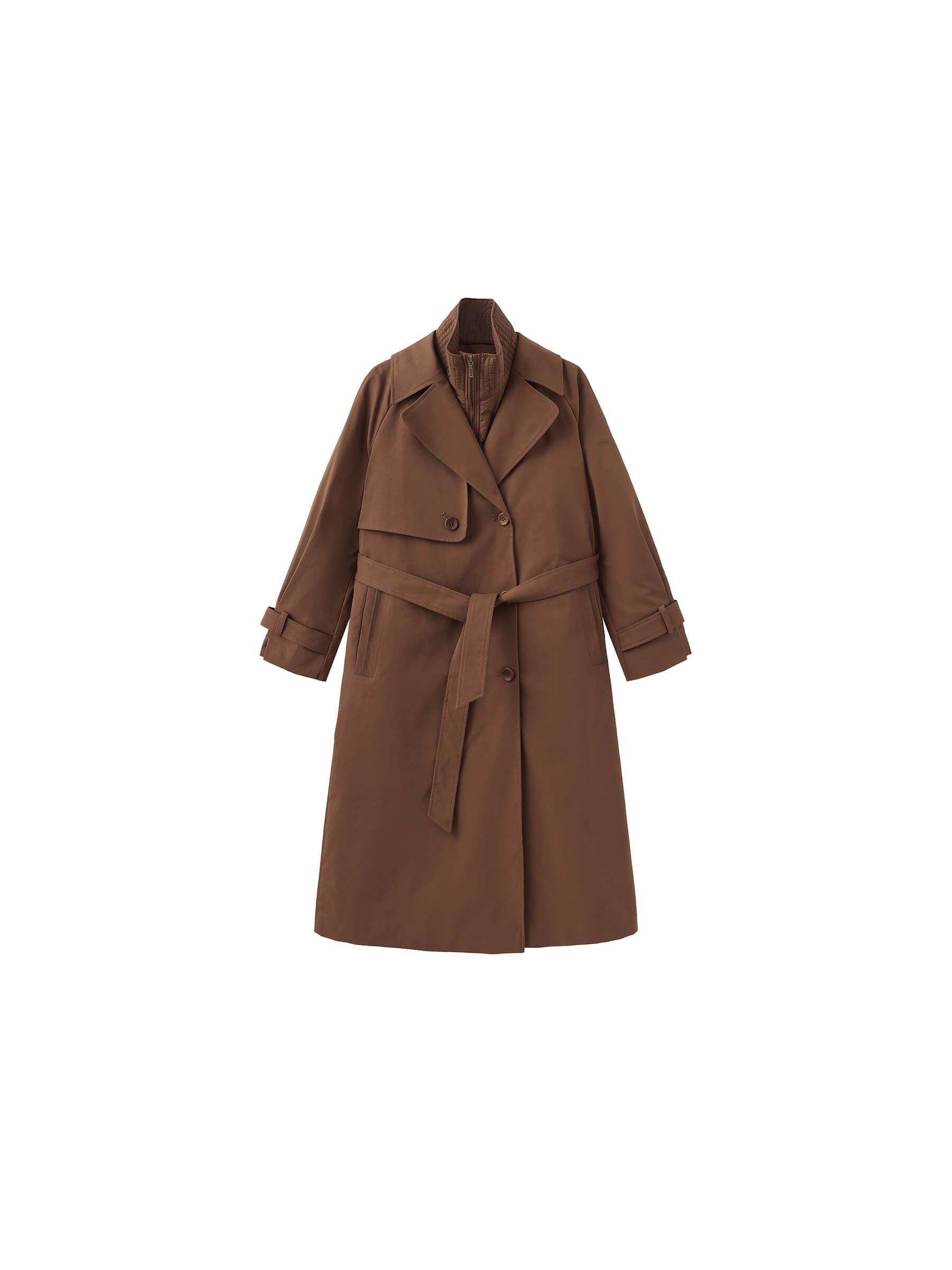 ONE BY CUBIC Double-Layer Long Trench Coat Style Down Coat-8