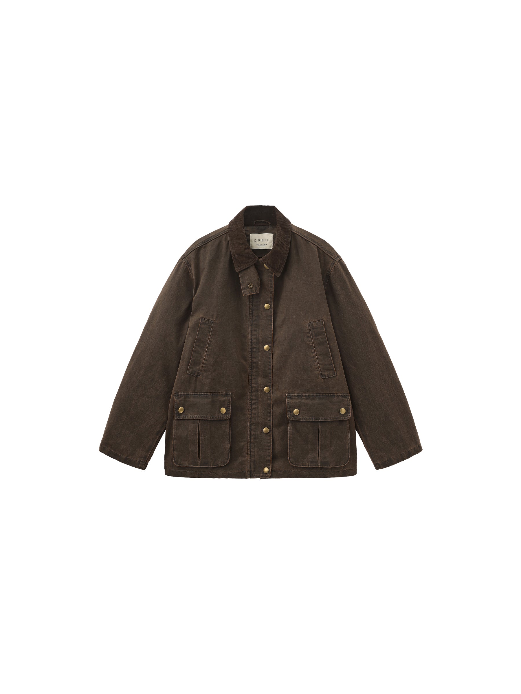 Washed Stand-Collar Workwear Down Jacket-7